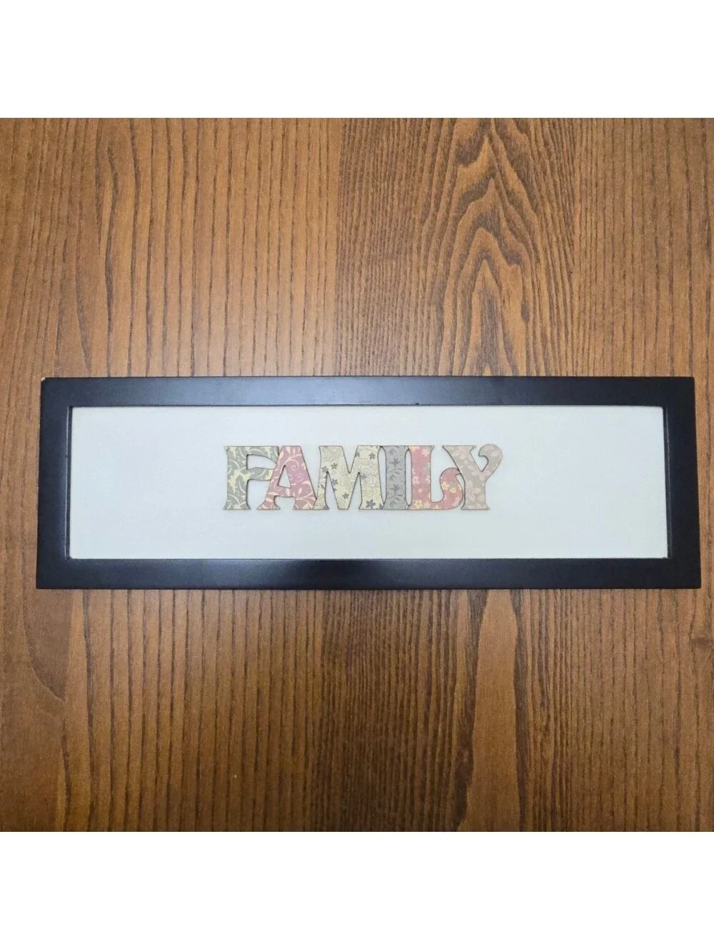 Fetco Home Decor FAMILY Sign 13x4 Black Framed Pastel Paisley Floral Wall Art